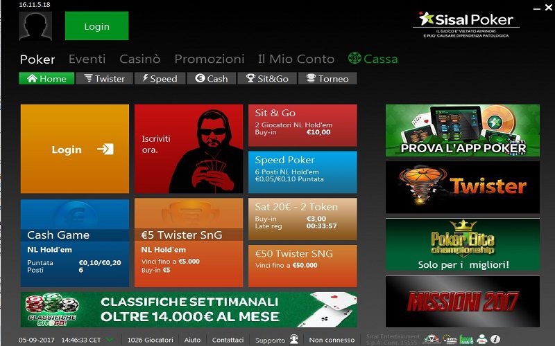 Sisal, poker room del network iPoker